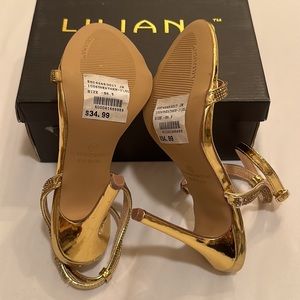 Liliana | Shoes | Nwb Liliana Gold Strap High Heels With Gemstone